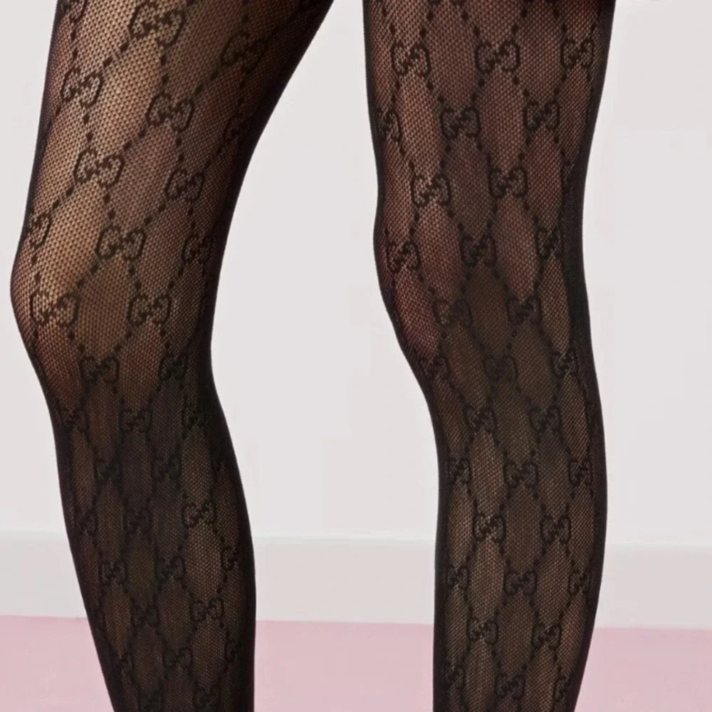 Gucci GG Supreme Mesh Tights Black First Edition 465727 Italian Hosiery M